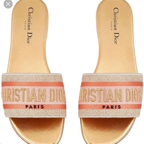 gold dior sandals|Dior flat sandals women.